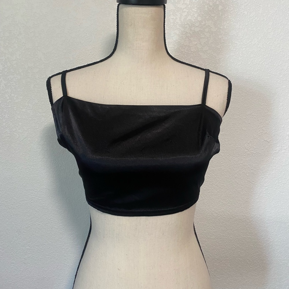 Nasty Gal Backless Strappy Satin Crop Top